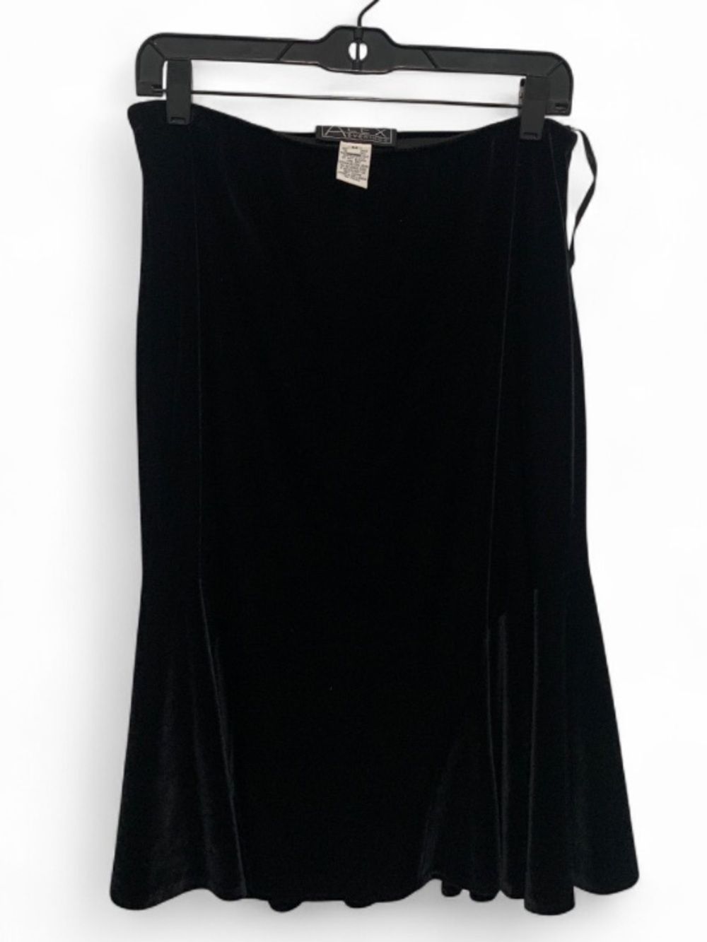 Y2K Alex Evenings Black Velvet A-Line Skirt